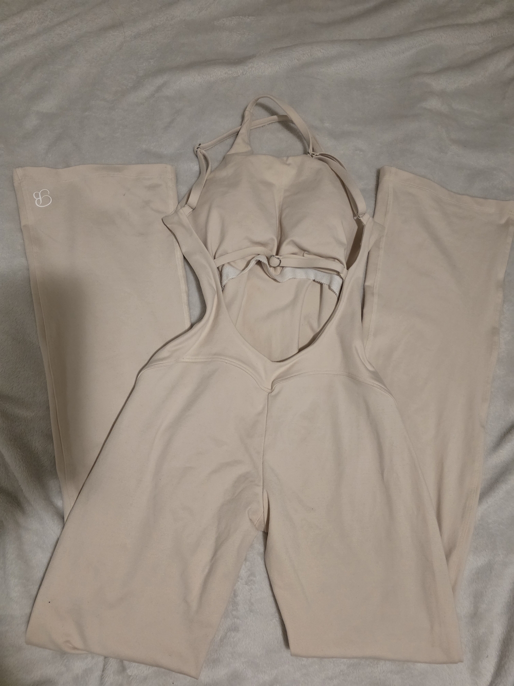 Bombshell Sportswear Cream Halter Jumpsuit - Picture 2 of 4